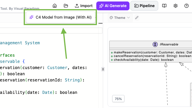 Selecting AI C4 Import option from VPasCode menu