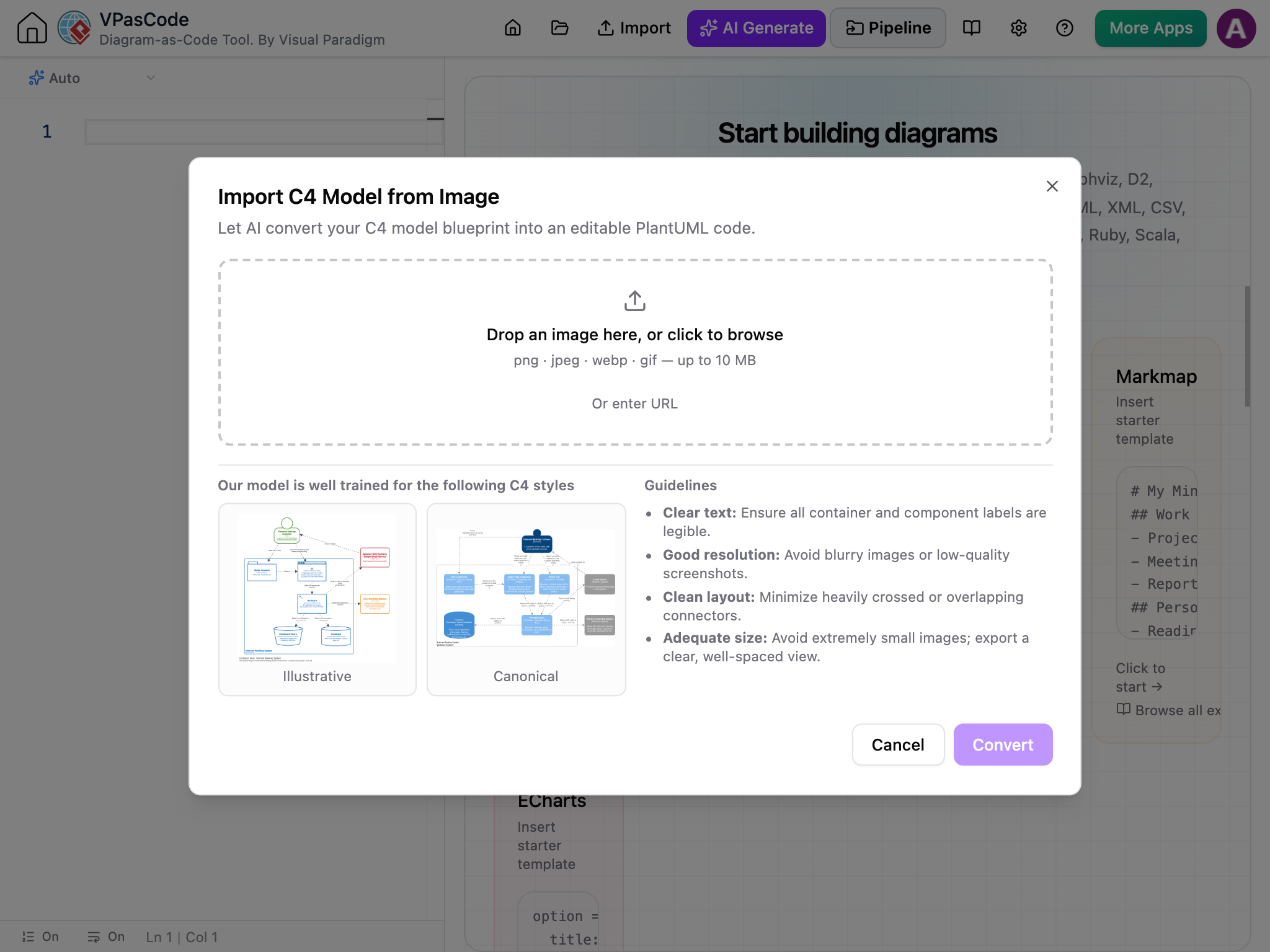 Convert static C4 diagram images into editable PlantUML code with AI
