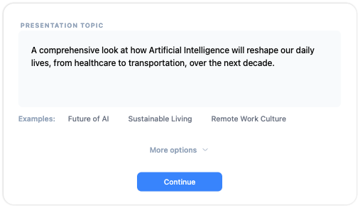 Illustration of the AI Presentation Studio turning a text prompt into a structured slide outline. | AI Presentation Studio