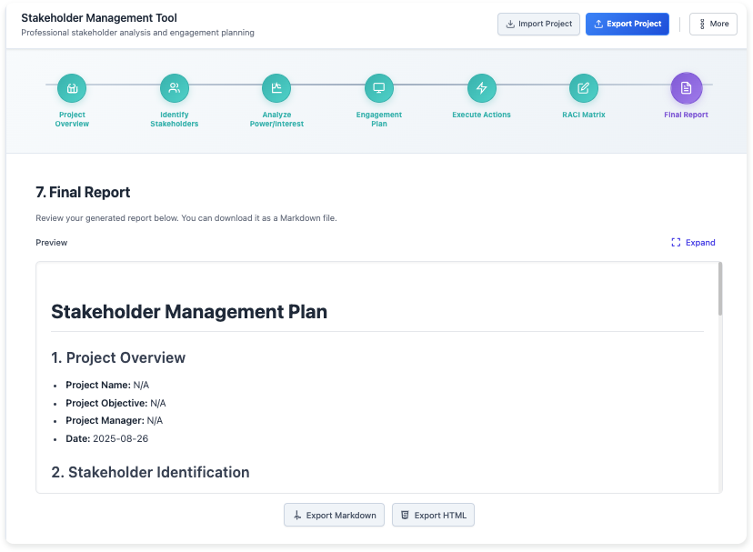 Stakeholder Management Tool