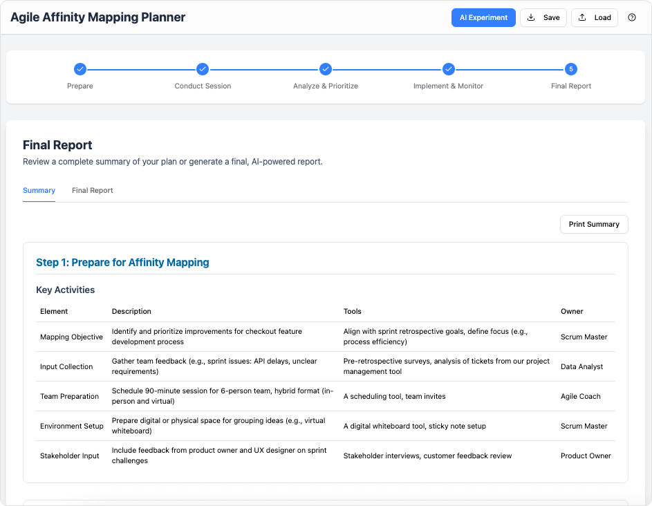 Agile Affinity Mapping Planner