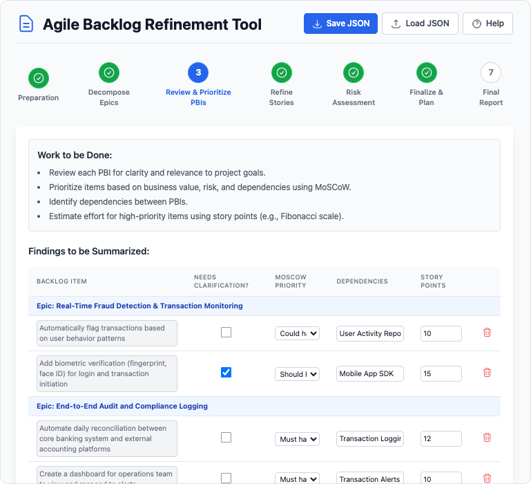 Agile Backlog Refinement Tool