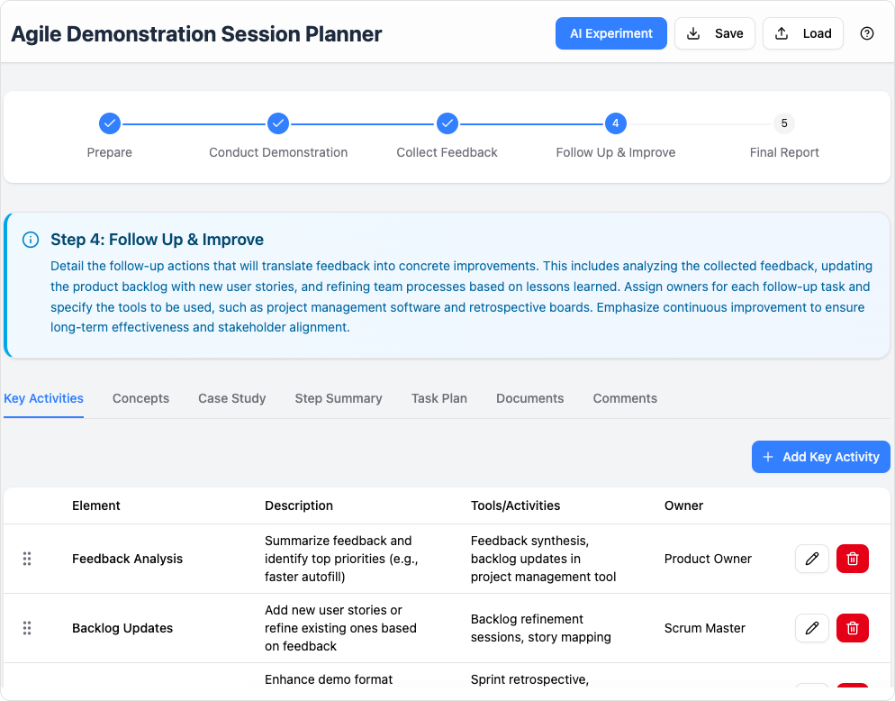 Agile Demonstration Session Planner