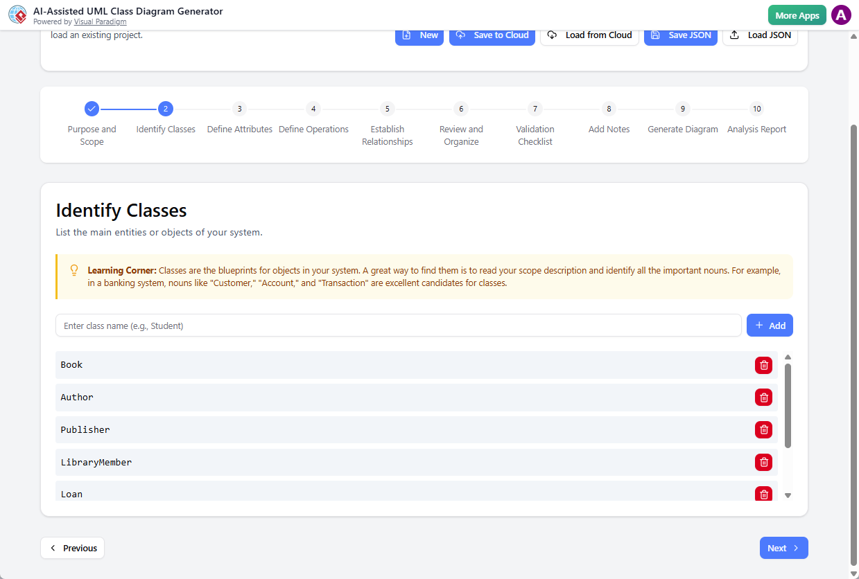 AI-Assisted UML Class Diagram Generator - Step 2: Identify Classes