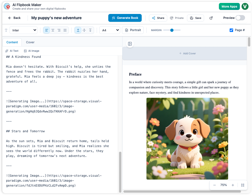 Use AI to generate content and image with AI Flipbook Maker