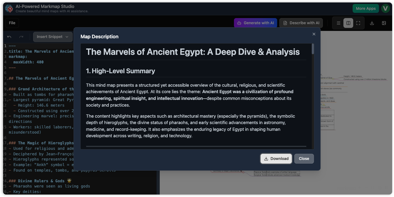 AI-powered Markmap Studio Describe with AI