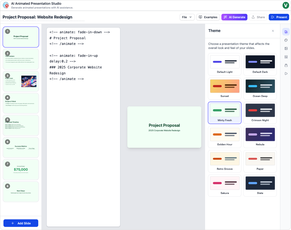 AI Animated Presentation Studio