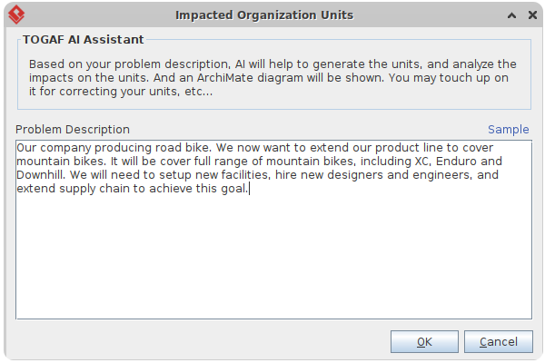AI transforming text descriptions into structured TOGAF artifacts