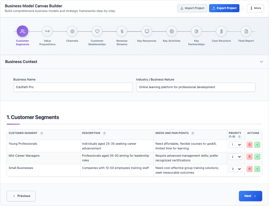 Business Model Canvas Builder