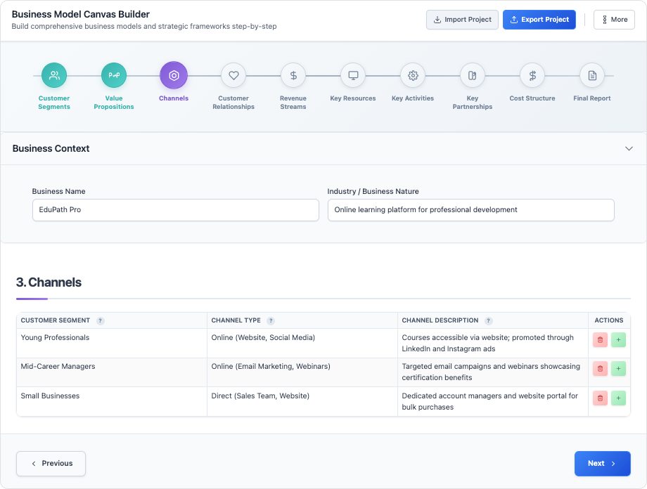 Business Model Canvas Builder