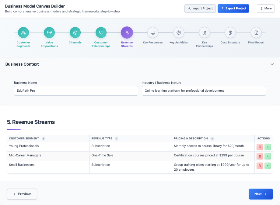 Business Model Canvas Builder