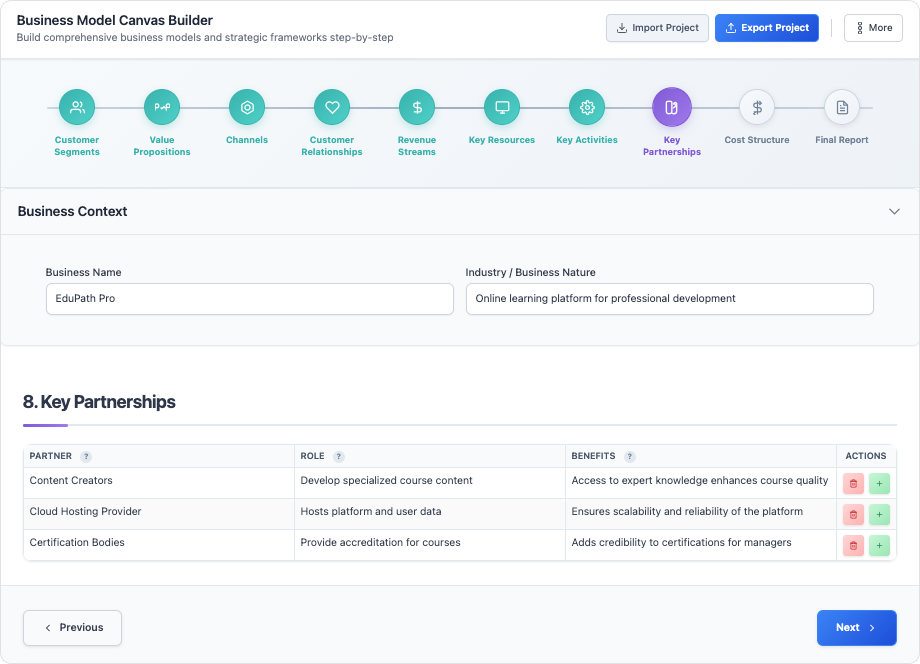 Business Model Canvas Builder