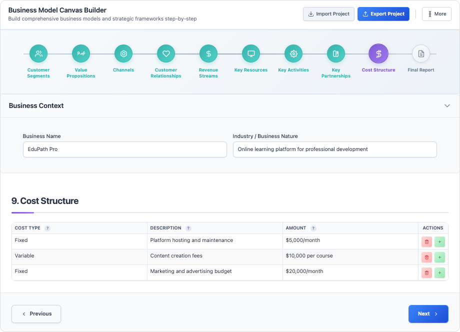 Business Model Canvas Builder
