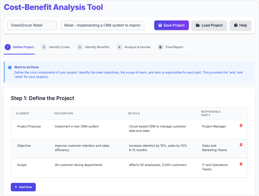 Cost-Benefit Analysis (CBA) Tool
