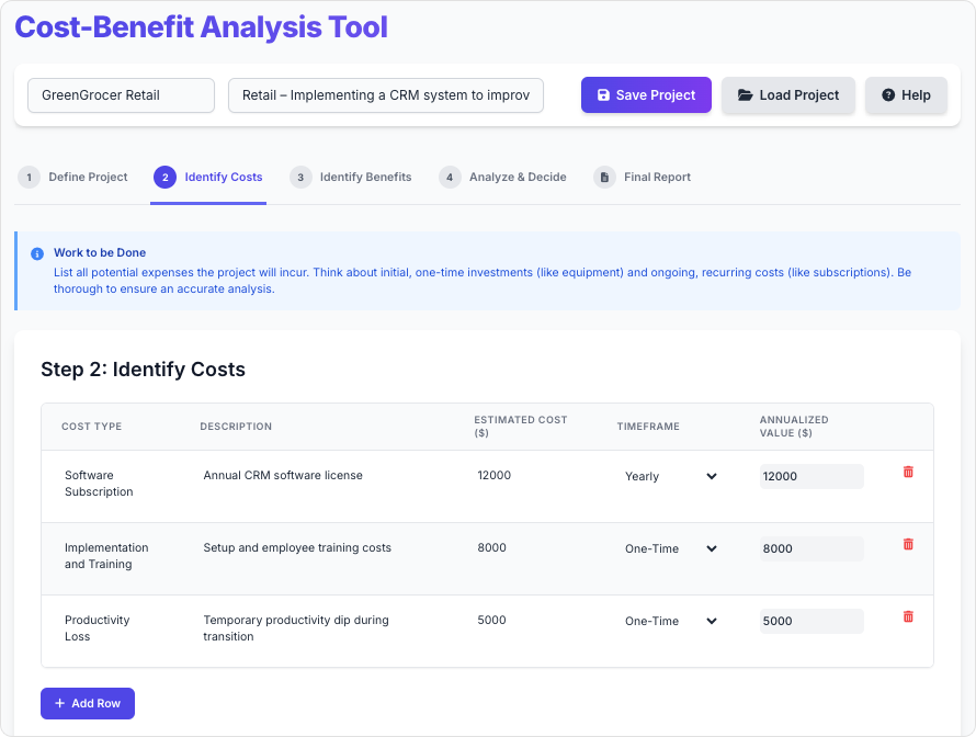 Cost-Benefit Analysis (CBA) Tool