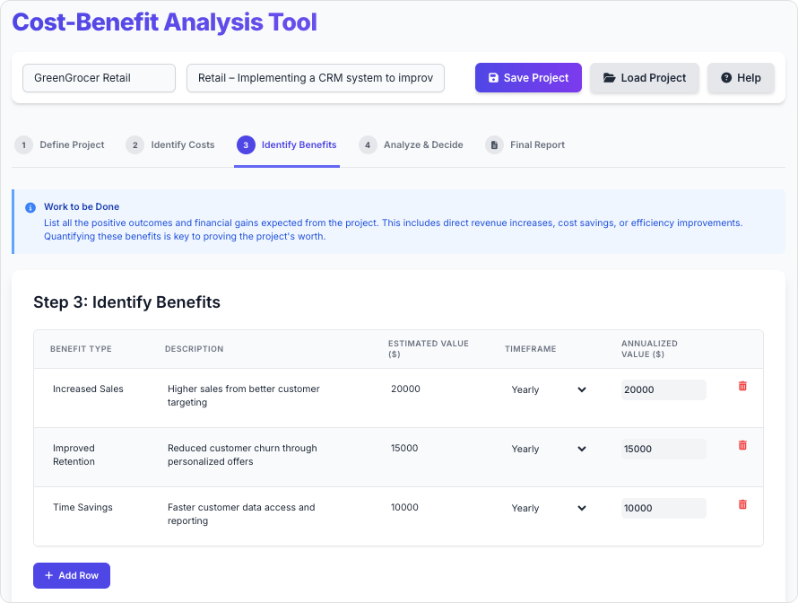 Cost-Benefit Analysis (CBA) Tool