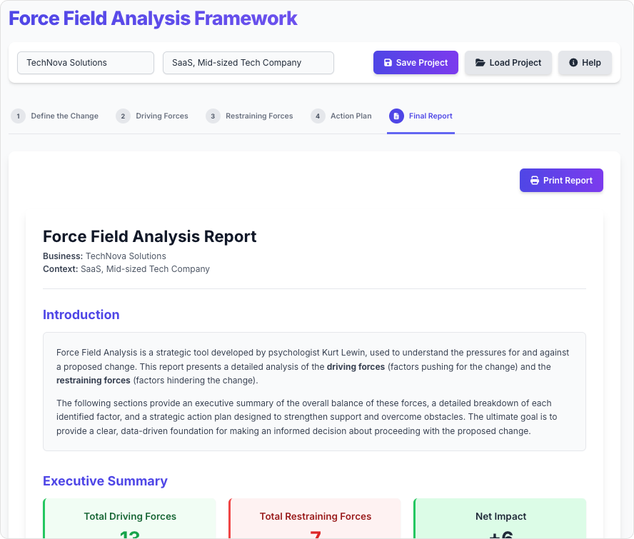 Force Field Analysis Framework