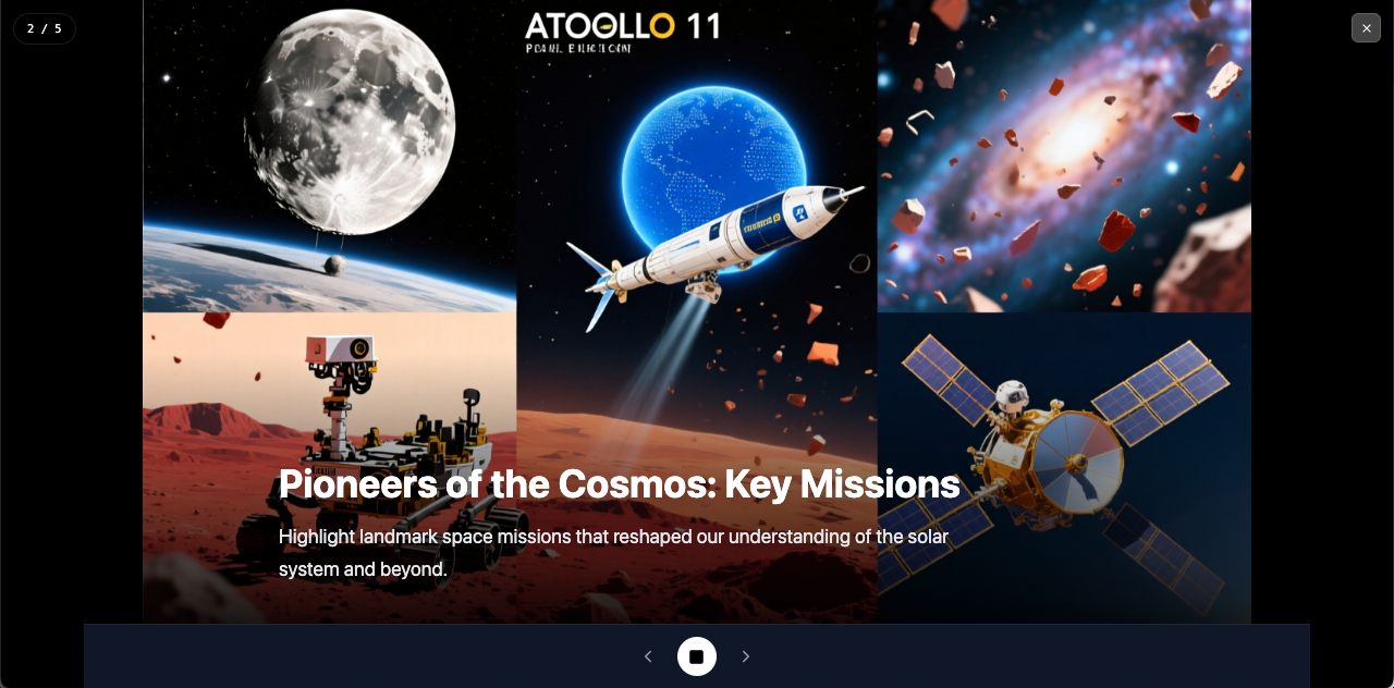 Illumy AI Slides - AI generated video slideshow with broadcast-quality effects