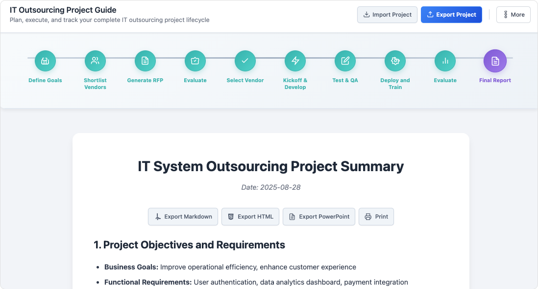 IT Outsourcing Project Guide