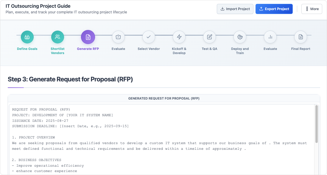 IT Outsourcing Project Guide