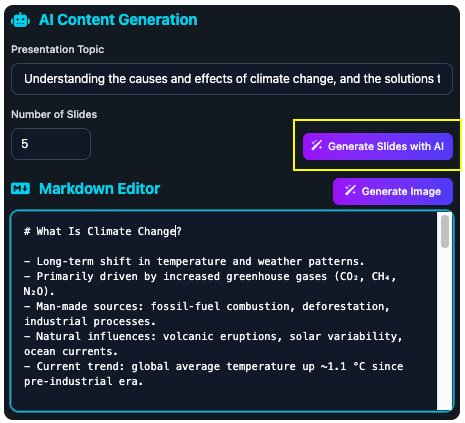 Markdown Presentation Maker Seamless Saving to Workspace