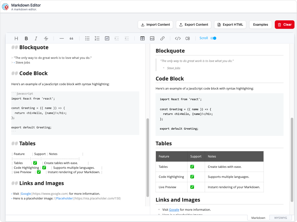 Markdown editor