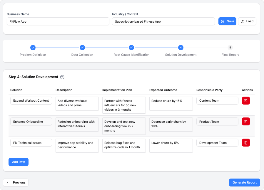 Root Cause Analysis (RCA) Framework Tool
