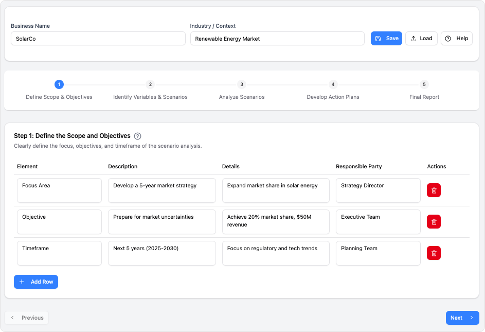 Scenario Analysis Tool