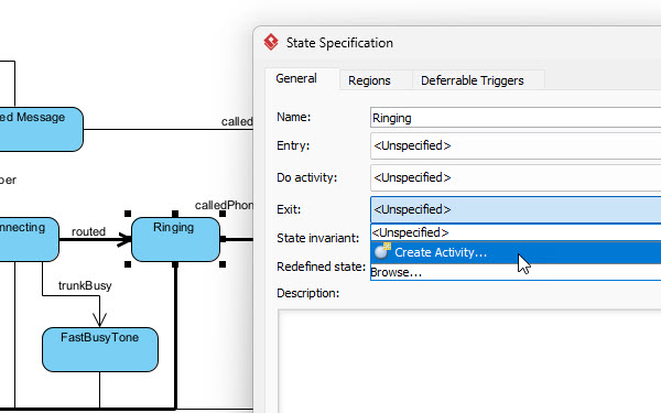 Visual Paradigm Desktop showing a simulation of a state machine diagram.