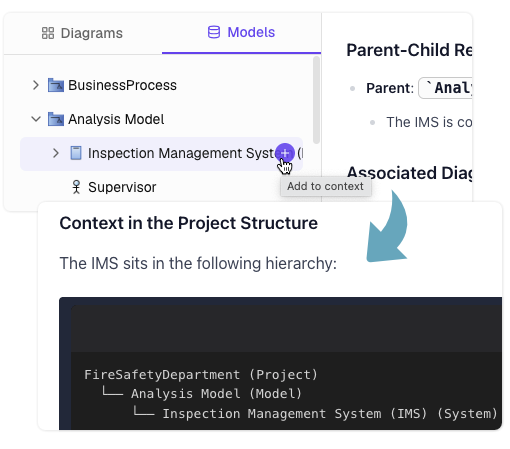 Illustration of the AI VPP Chatbot interface with project diagrams on the left and the chat window on the right. | AI VPP Chatbot