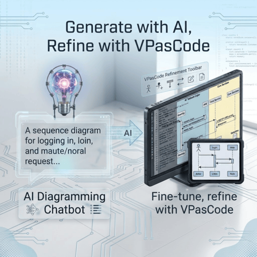 Workflow from AI Chatbot to the VPasCode ECharts editor.