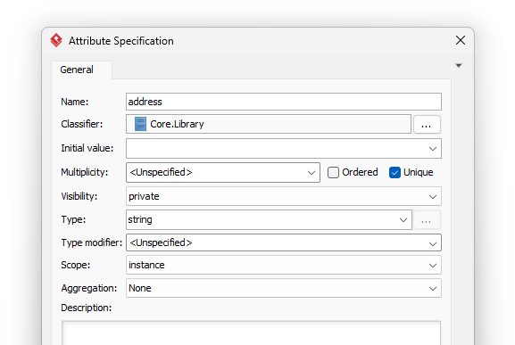 Detailed Element Specifications in Visual Paradigm Desktop