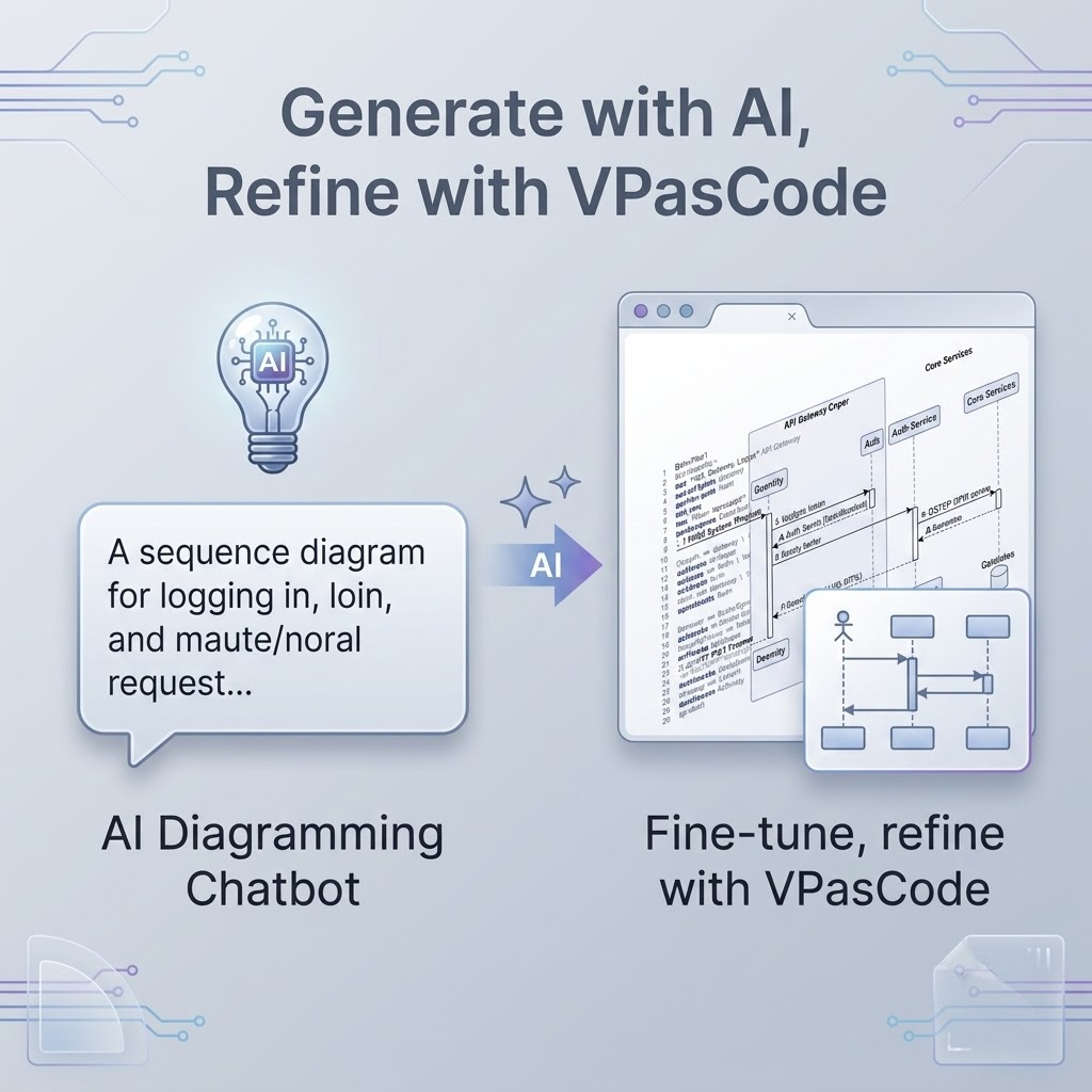 Workflow from AI Chatbot to the VPasCode Graphviz editor.