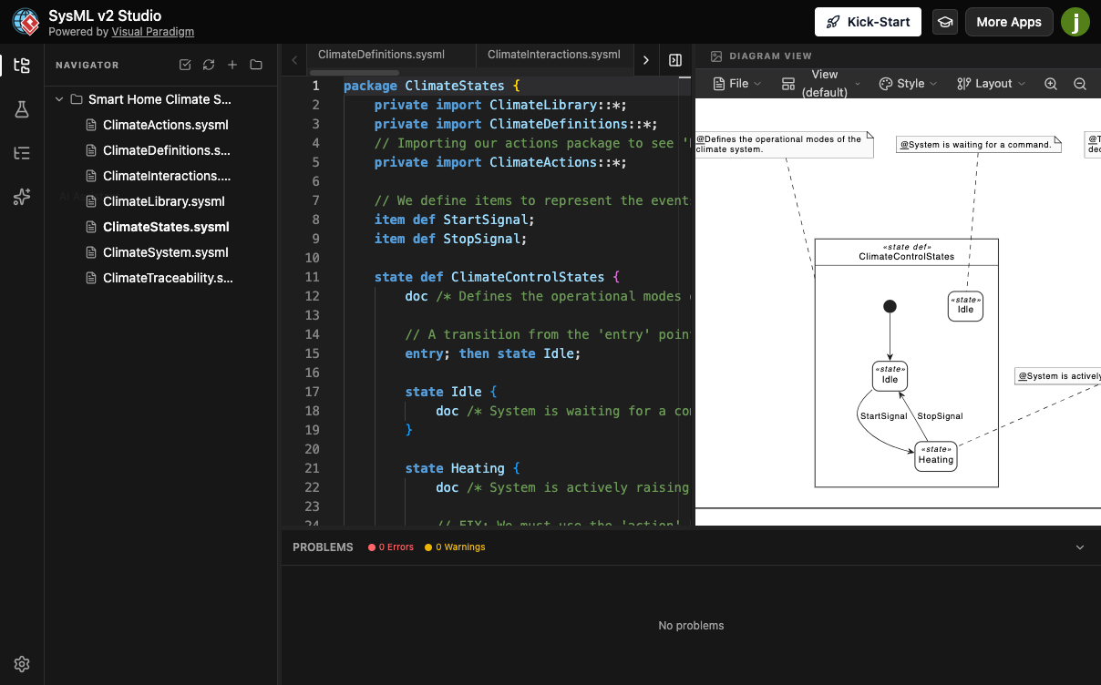 SysML v2 Studio Main Interface