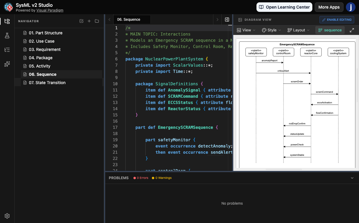 SysML v2 Studio Main Interface
