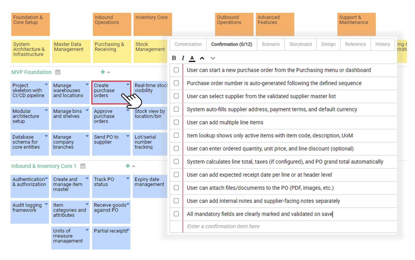 Agile User Story Map Editing
