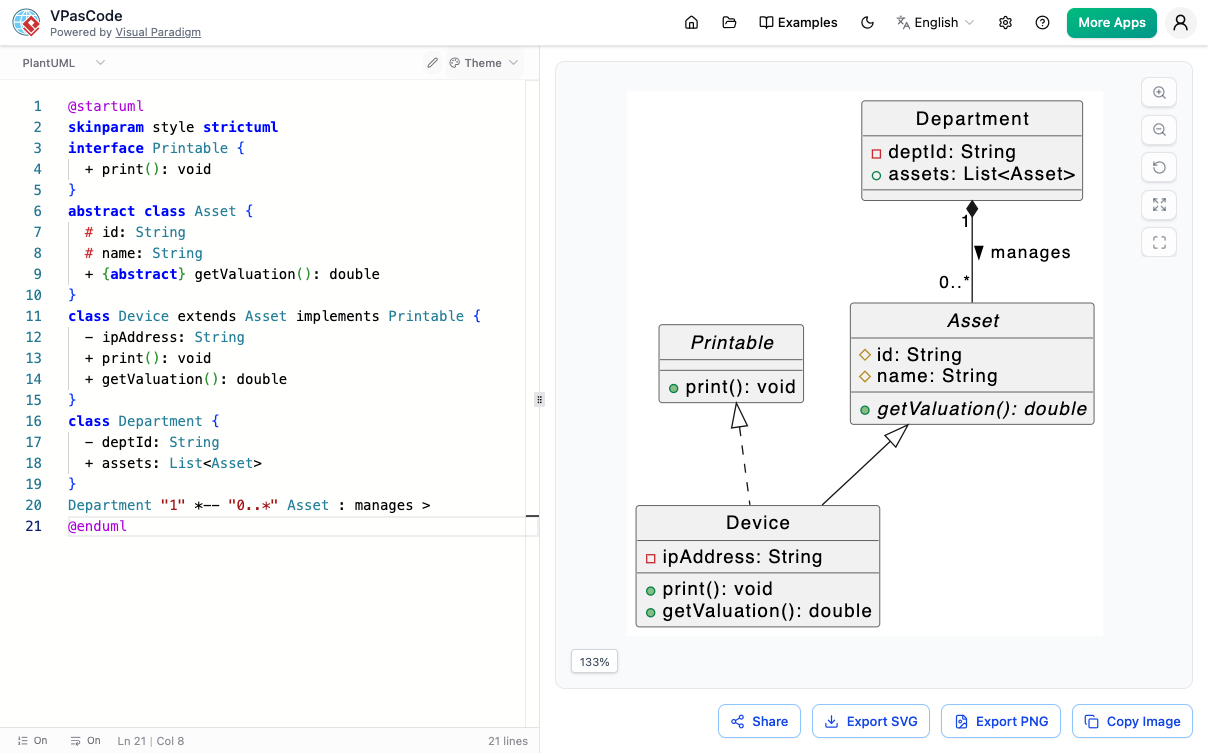 VPasCode Workspace: Free Text to Diagram Online Editor