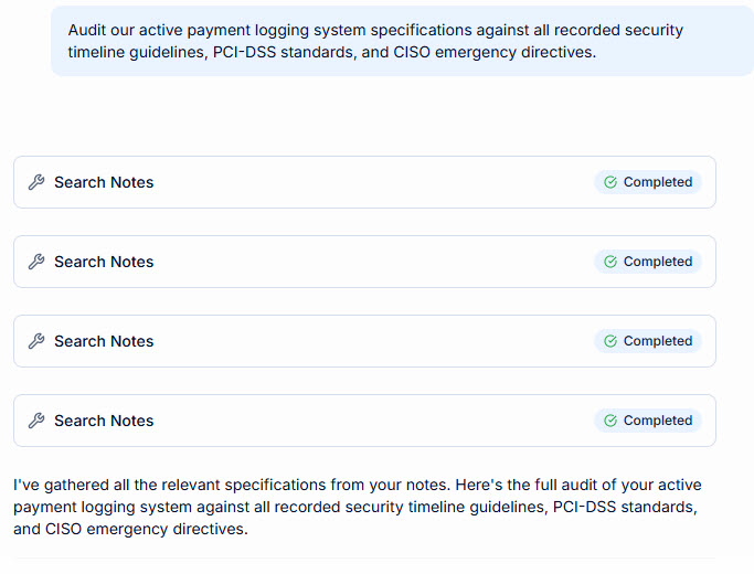 Visual Paradigm AI Chatbot generating compliance report based on the collected notes
