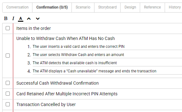 User Story 3Cs Editor