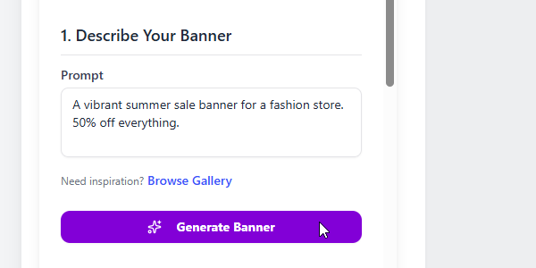 AI content generation for banners.
