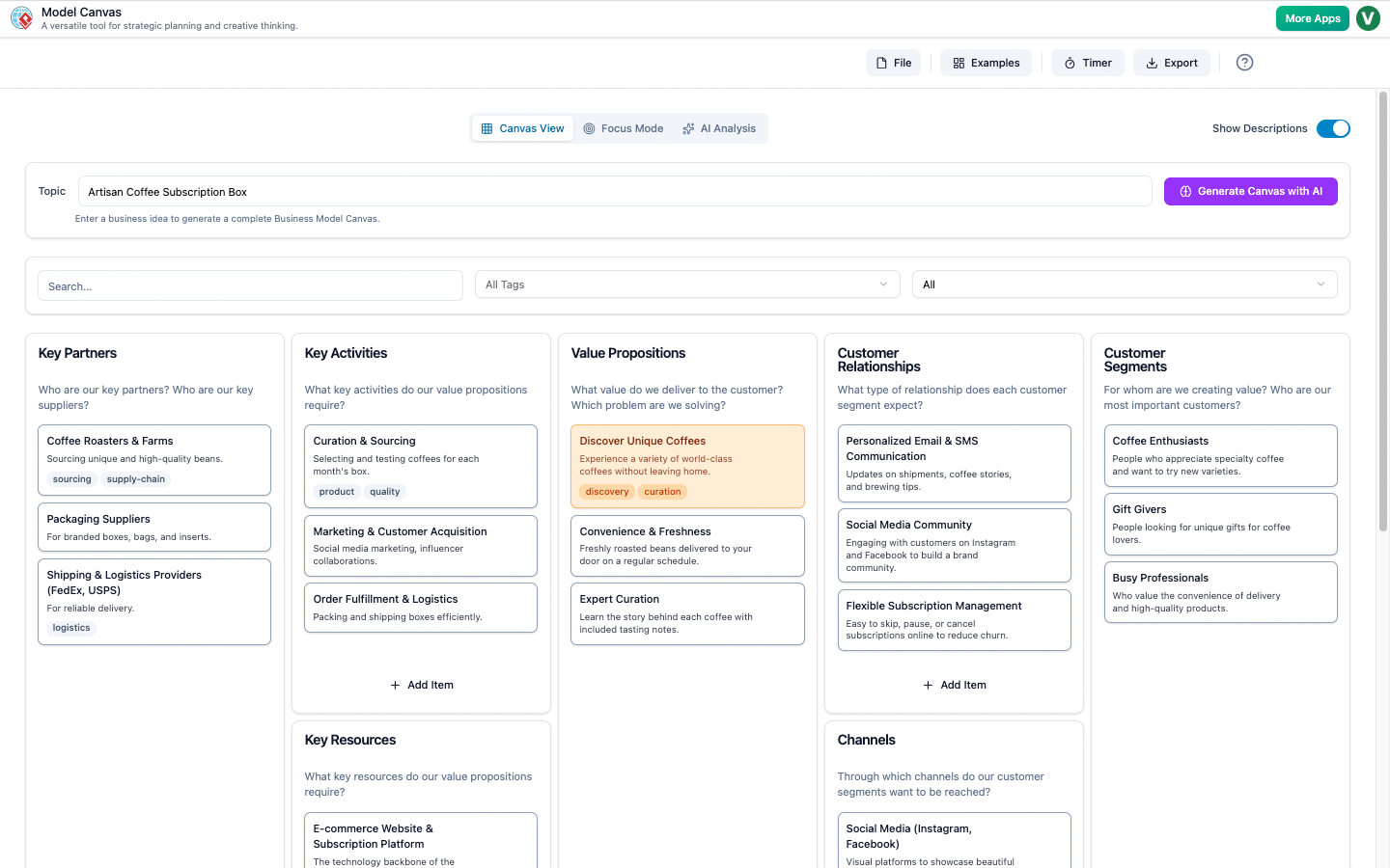 AI Business Model Canvas Tool Icon