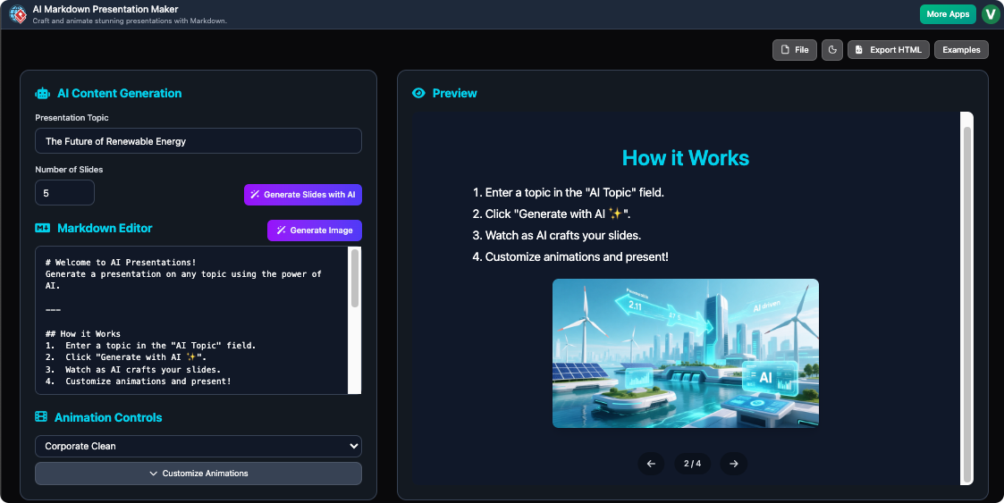 AI Markdown Presentation Maker
