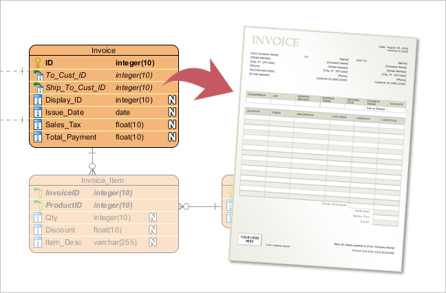 Entity referencing invoice